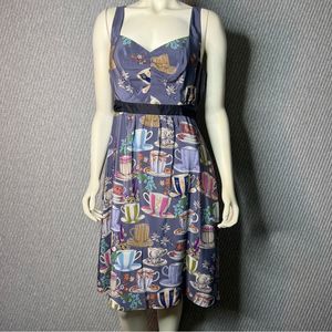 FLOREAT ANTHROPOLOGIE Size 8 Sugar and Cream Silk Dress Sleeveless A-Line Bow